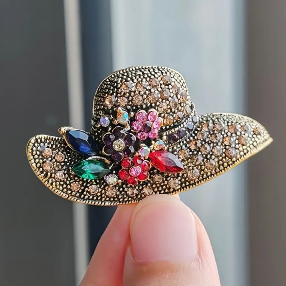 Colorful Rhinestone Hat Brooch